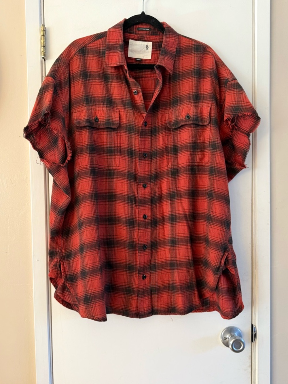 R13 Oversized Cut Off Flannel Shirt - Picture 2 of 6